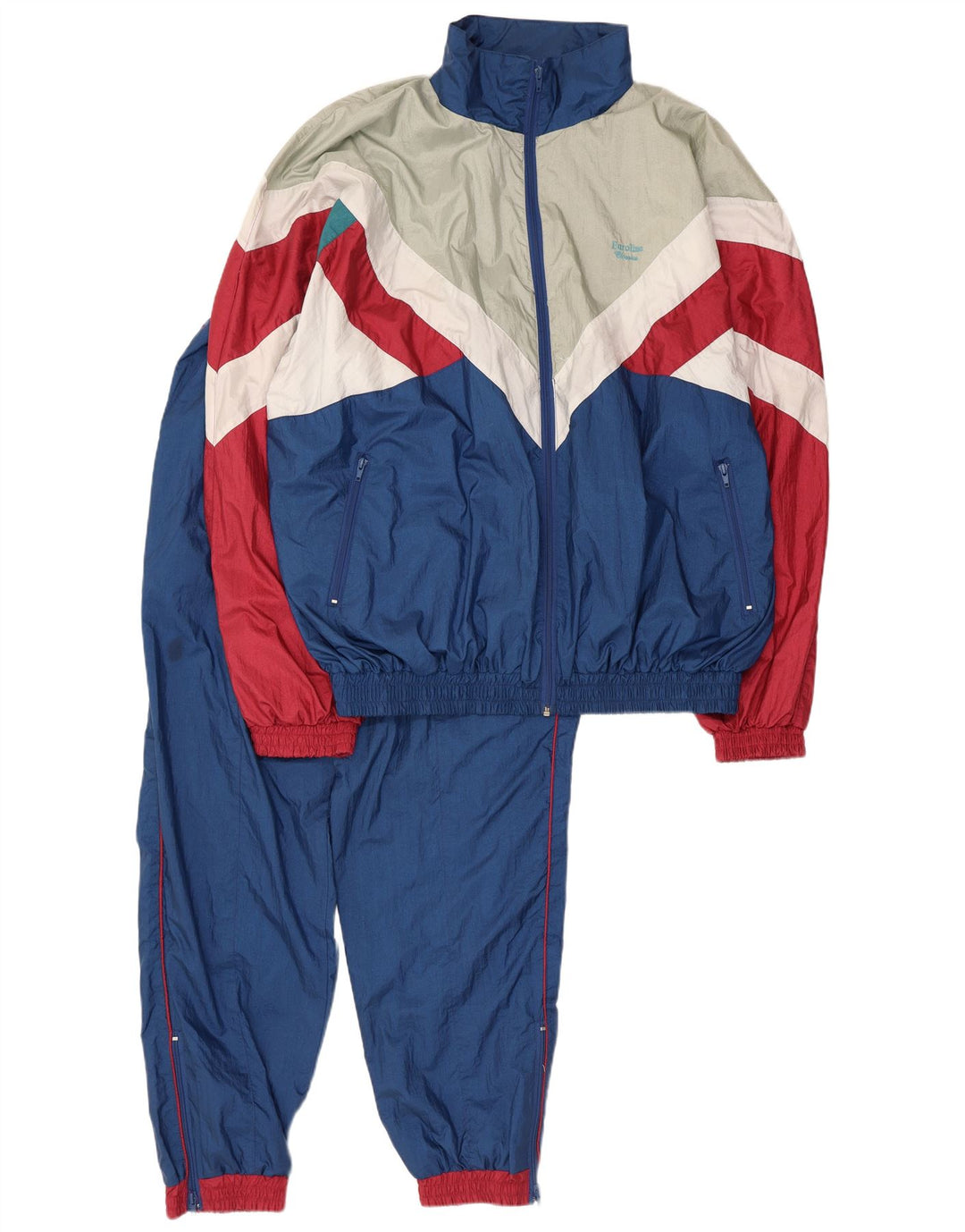 Vintage oversize hel træningsdragt til mænd Medium marineblå farveblok