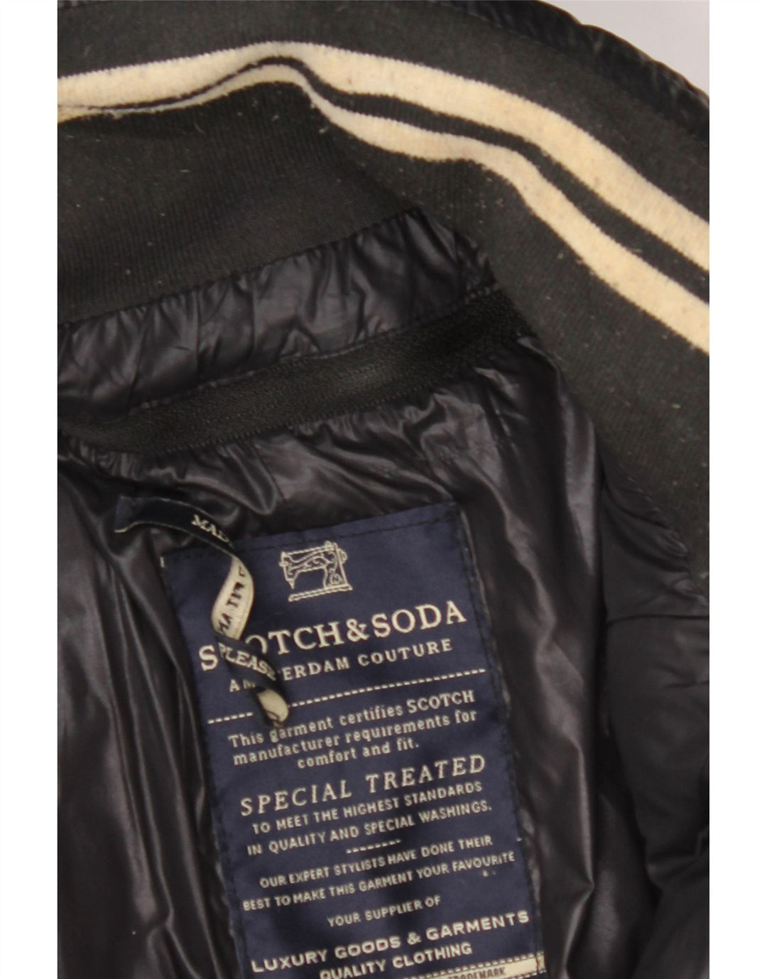 SCOTCH & SODA Mens Hooded Padded Jacket UK 38 Medium Navy Blue Polyester