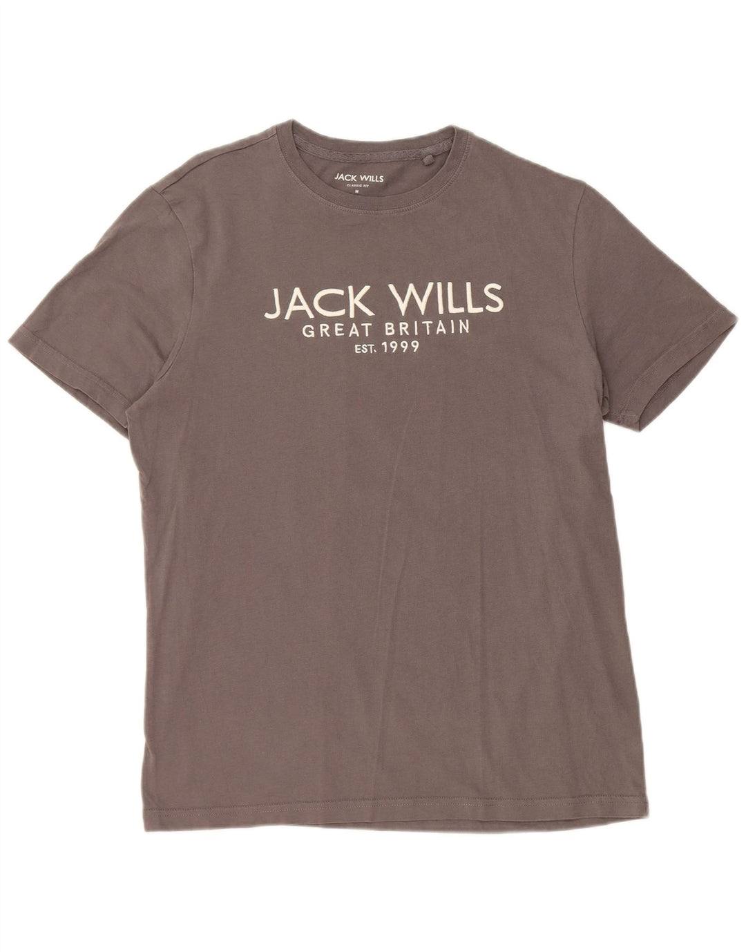 JACK WILLS Herre Classic Fit Grafisk T-Shirt Top Medium Grå
