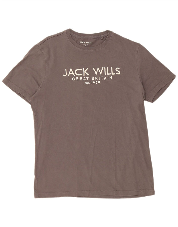 JACK WILLS Herre Classic Fit Grafisk T-Shirt Top Medium Grå