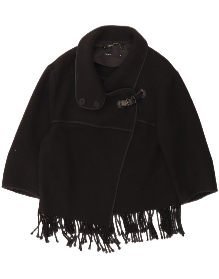 Karen Millen Dame Overfrakke UK 10 Lille Sort Uld