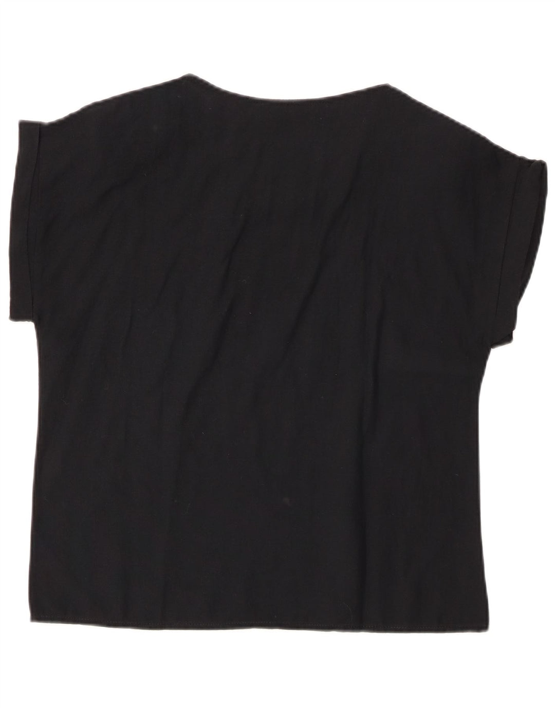 VINTAGE Damebluse Top IT 44 Medium Sort Blomsterbomuld