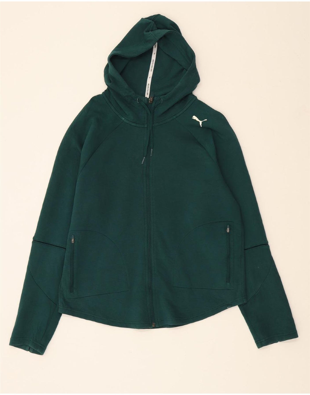 PUMA Womens Zip Hoodie Sweater UK 14 Medium Green Cotton Vintage Puma and Second-Hand Puma from Messina Hembry 