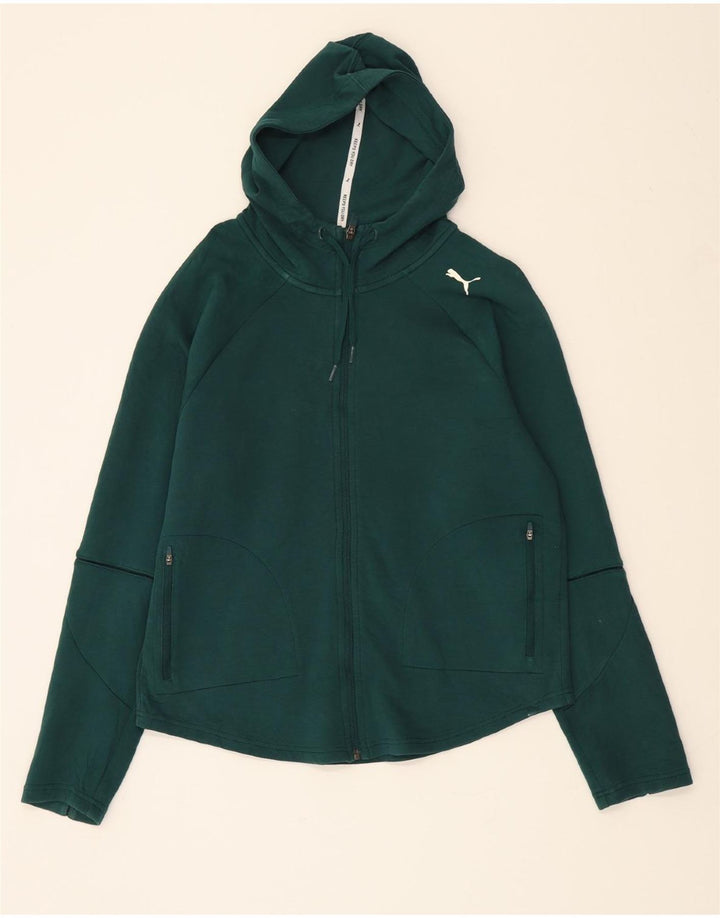 PUMA Womens Zip Hoodie Sweater UK 14 Medium Green Cotton Vintage Puma and Second-Hand Puma from Messina Hembry 