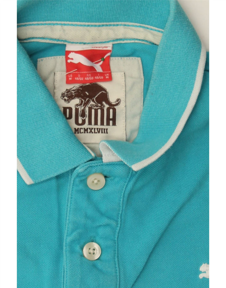 PUMA Mens Polo Shirt Medium Turquoise Cotton Vintage Puma and Second-Hand Puma from Messina Hembry 
