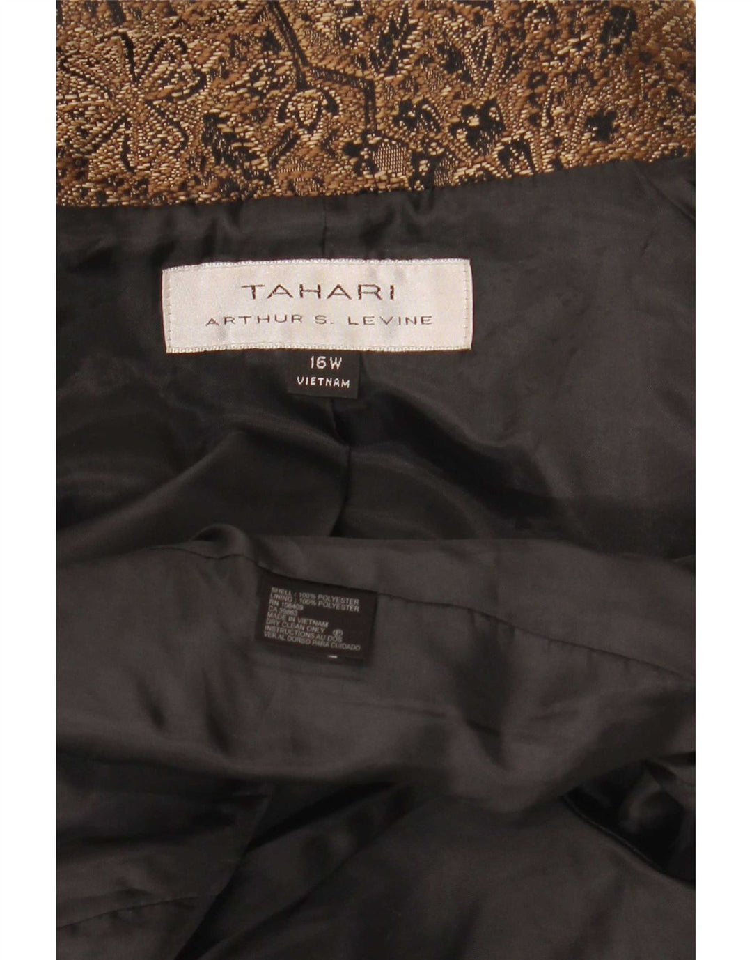 Tahari Dame 3/4-ærmet 3-knaps blazerjakke US 16 2XL Brun Paisley