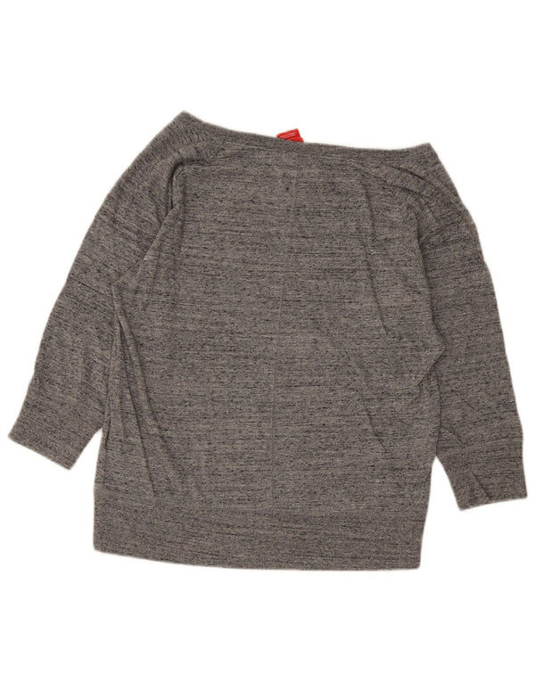 Nike Dame 3/4-ærmet grafisk sweatshirt trøje UK 14 Medium Grå Flecked