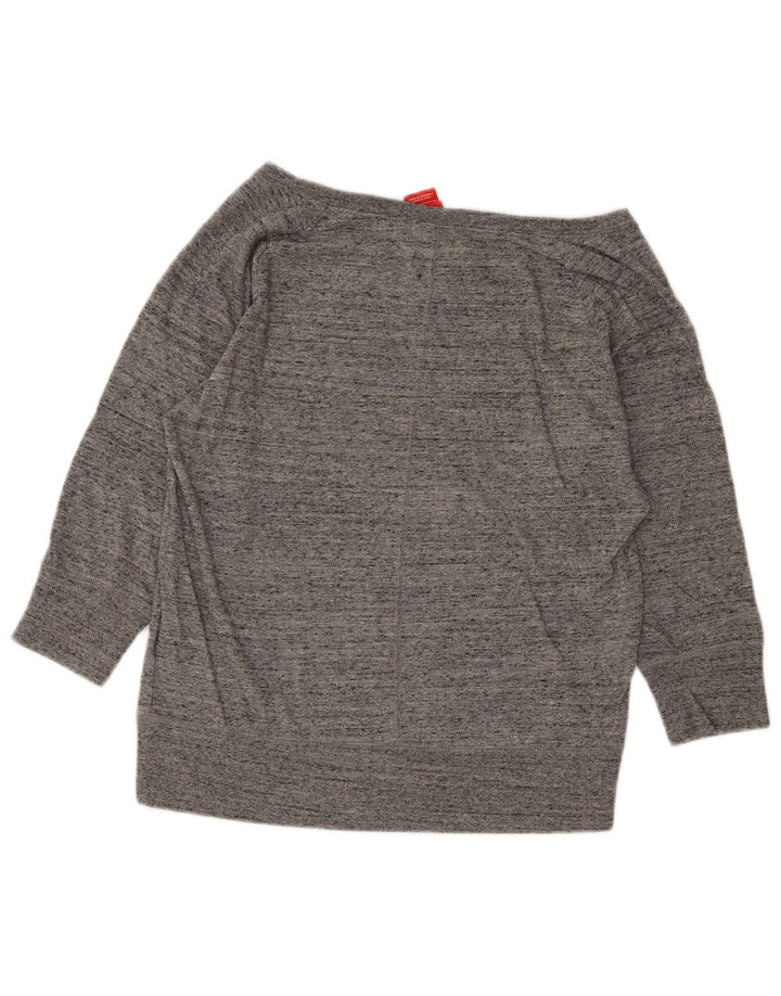 Nike Dame 3/4-ærmet grafisk sweatshirt trøje UK 14 Medium Grå Flecked
