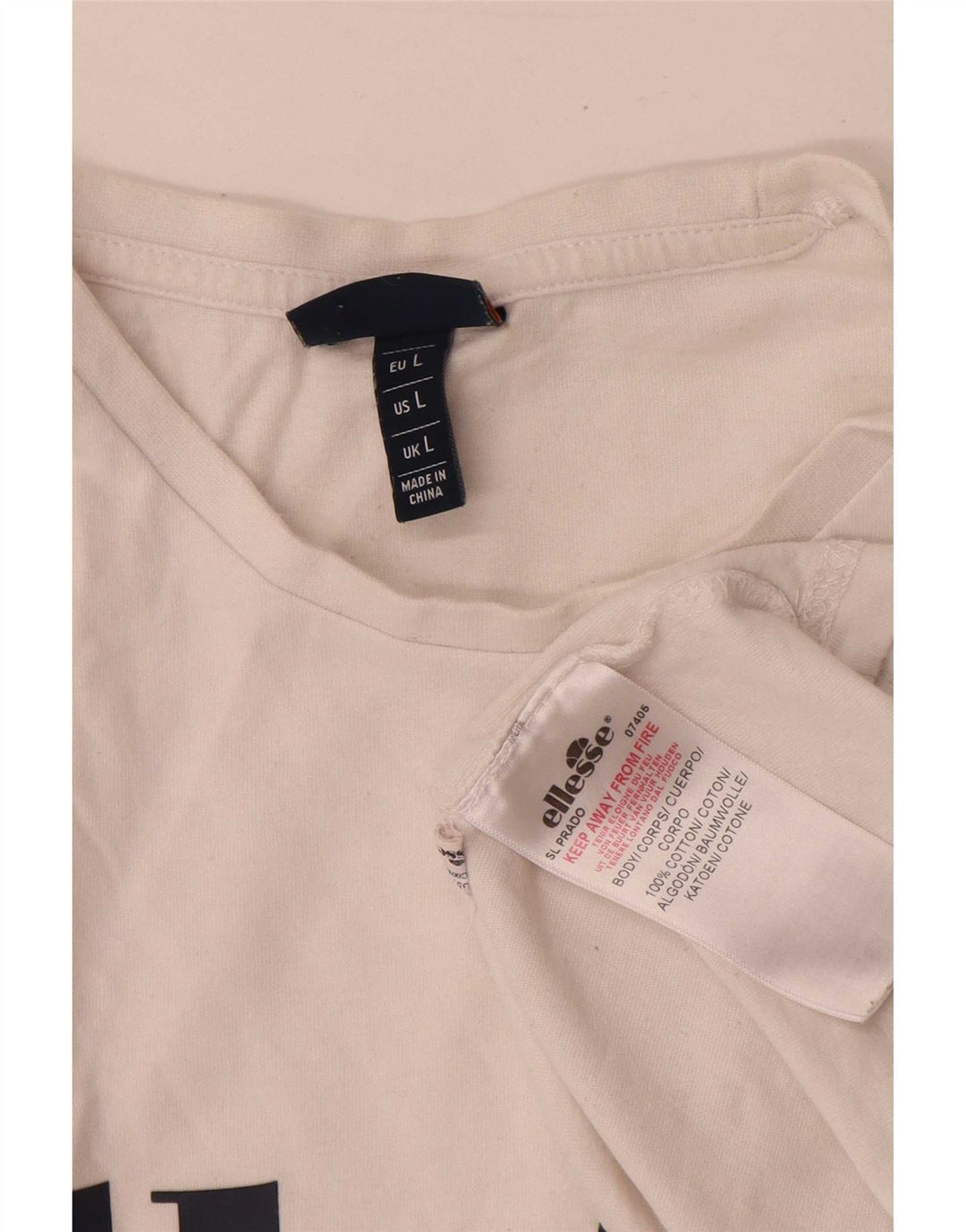 Ellesse Herre Grafisk T-Shirt Top Stor Hvid Bomuld