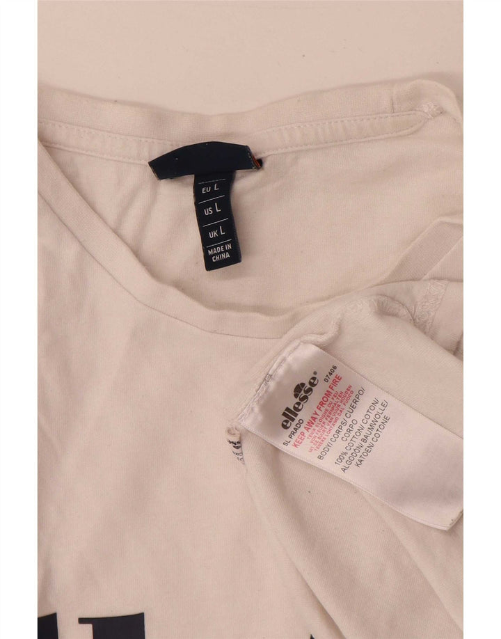 Ellesse Herre Grafisk T-Shirt Top Stor Hvid Bomuld