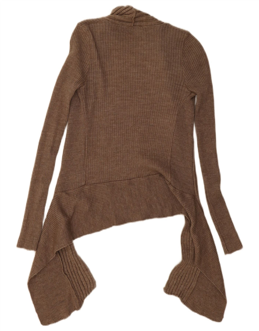 Zara Dame Asymmetrisk Åben Cardigan Sweater UK 12 Medium Beige