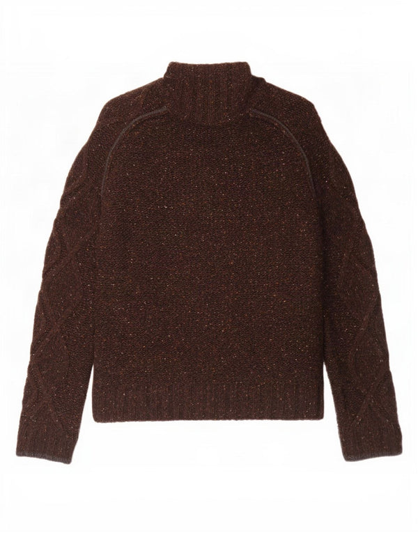 Energie Herre strik sherpajakke UK 40 Large Brown Flecked Wool