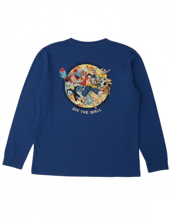 VANS Boys Straw Hat Crew Grafisk Top Langærmet 14-15 år XL Blå