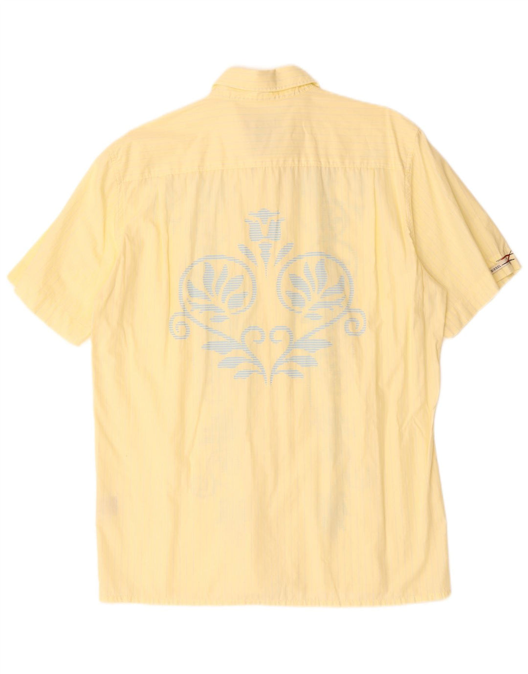 DIESEL Kortærmet herreskjorte XL Gul Paisley Bomuld