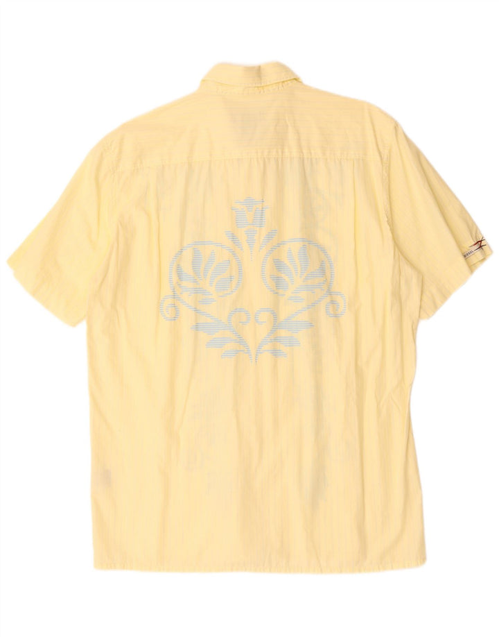 DIESEL Kortærmet herreskjorte XL Gul Paisley Bomuld