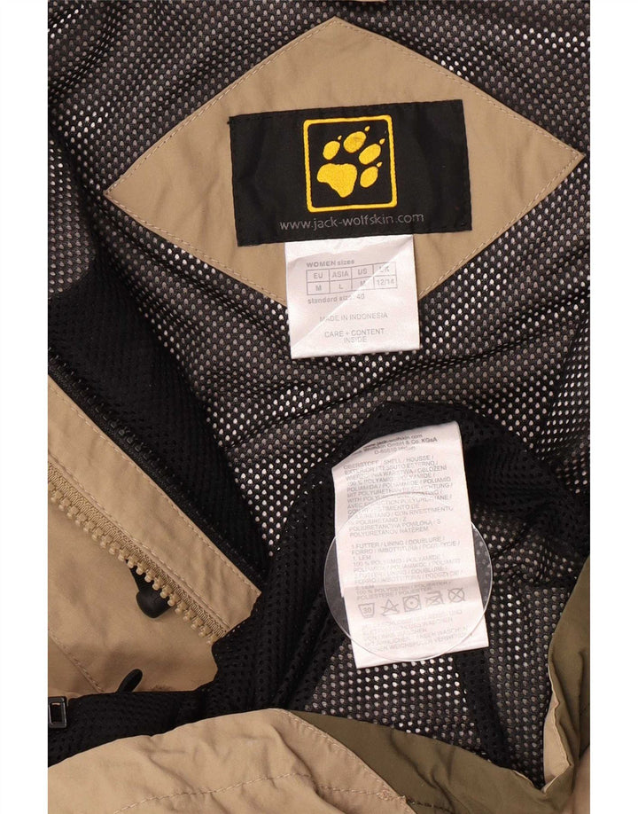 Jack Wolfskin Dame Regnjakke med hætte UK 12/14 Medium Beige Colourblock