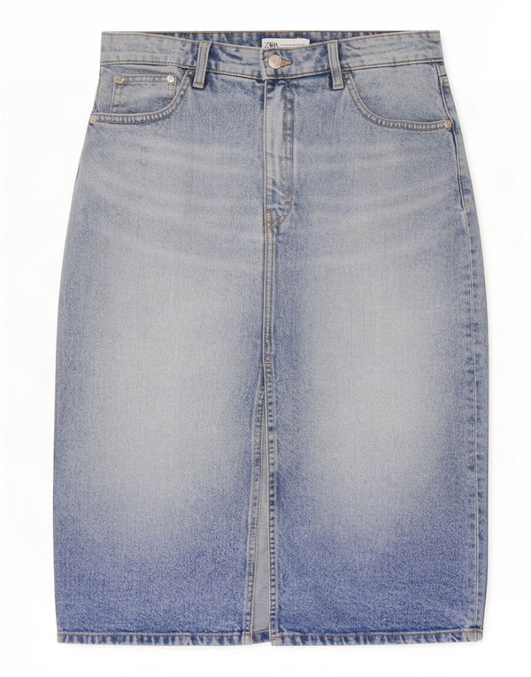 Zara Dame Denim Nederdel Medium W28 Blå