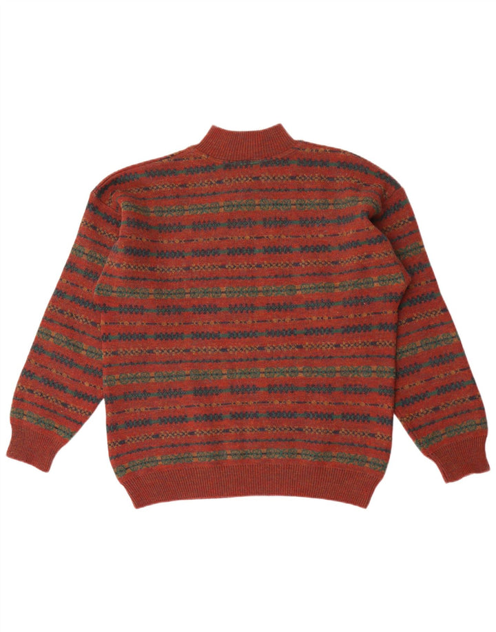 Mexx Herre Zip Neck Jumper Sweater Large Maroon Fair Isle