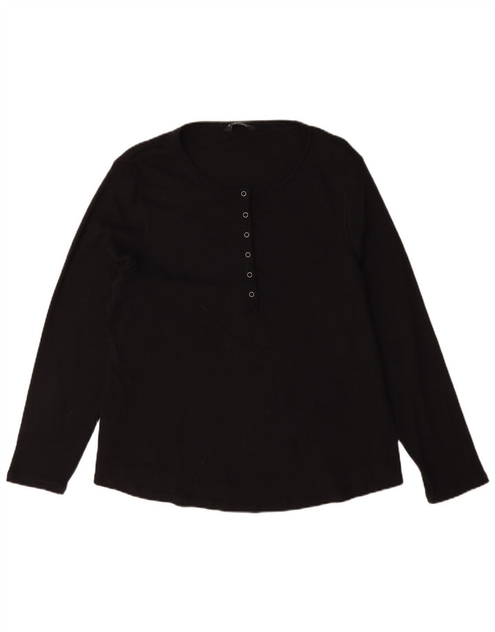 Marks & Spencer Dametop Langærmet UK 22 3XL Sort Bomuld