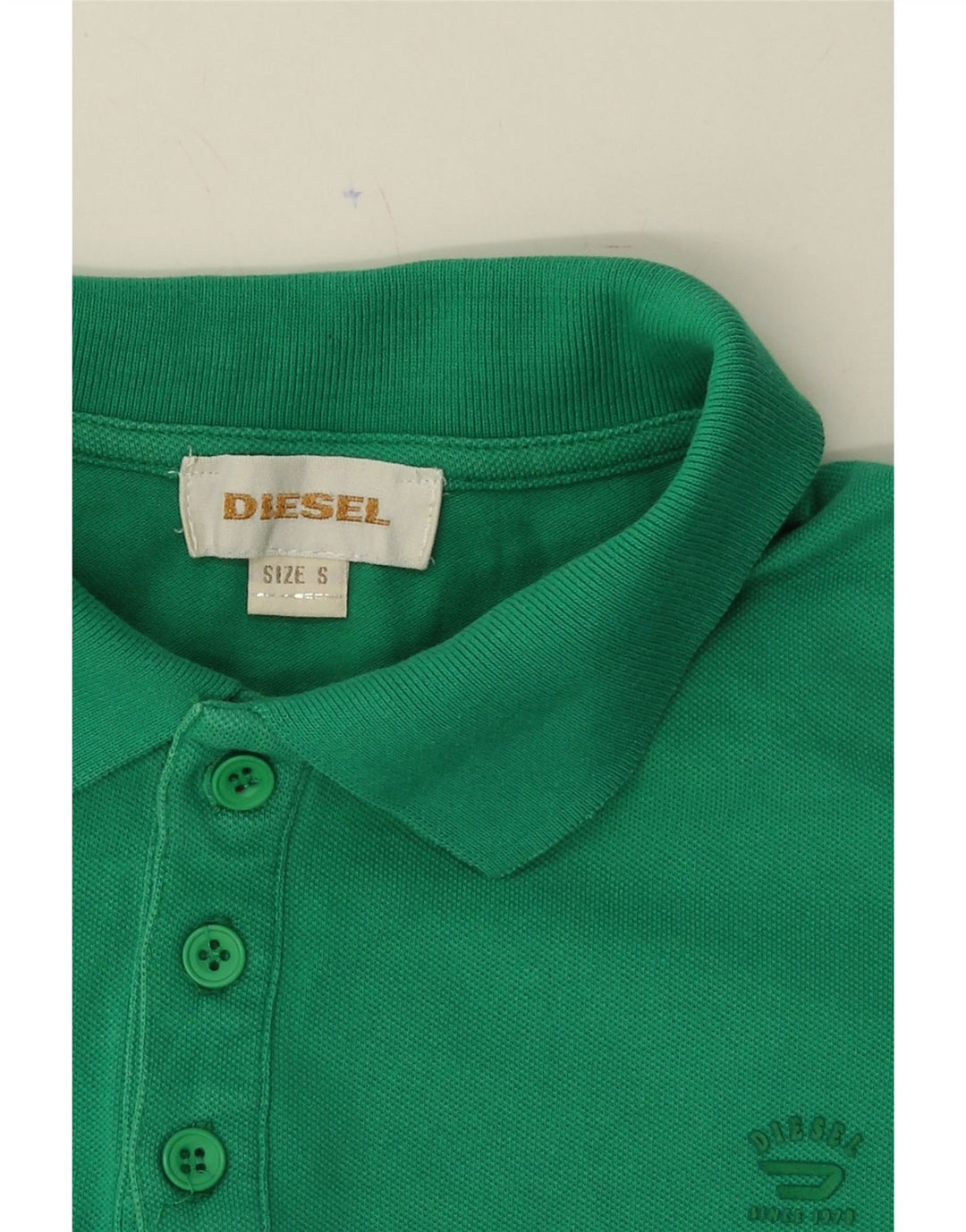 DIESEL Womens Polo Shirt UK 10 Small Green Cotton Vintage Diesel and Second-Hand Diesel from Messina Hembry 