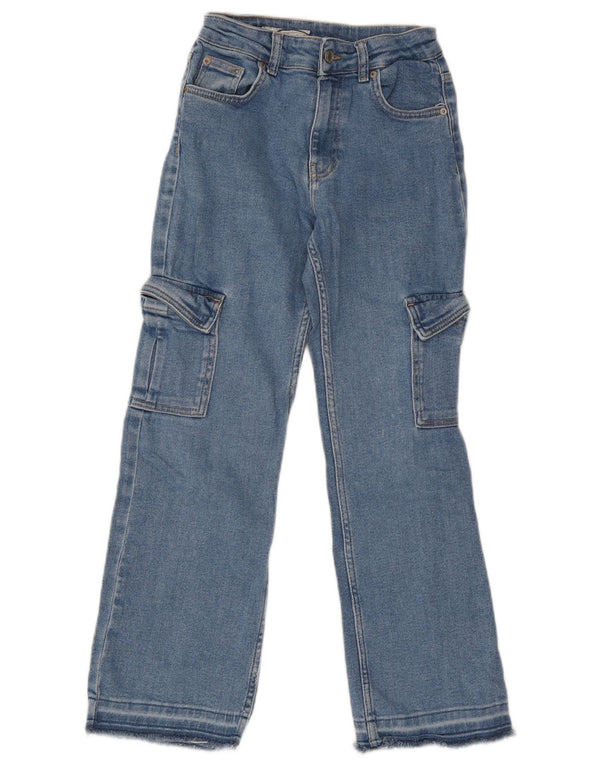 Zara Boys Cargo Straight Jeans 11-12 år W24 L26 Blå Bomuld