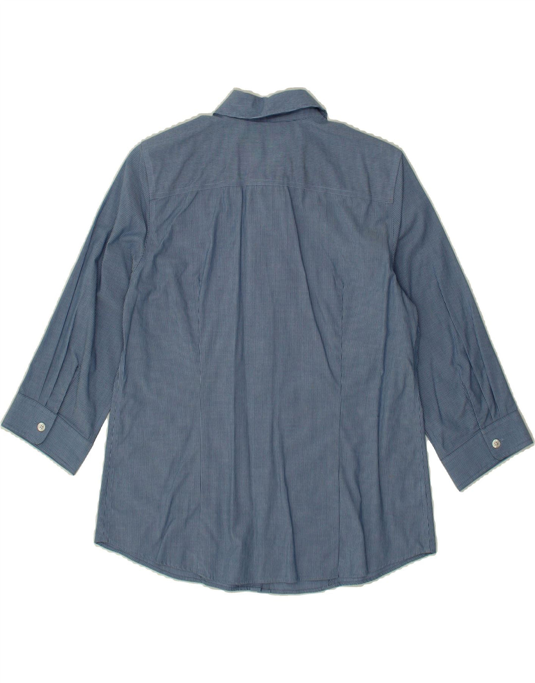 EDDIE BAUER Womens Stretch 3/4 Sleeve Shirt UK 14 Medium Blue Striped Vintage Eddie Bauer and Second-Hand Eddie Bauer from Messina Hembry 