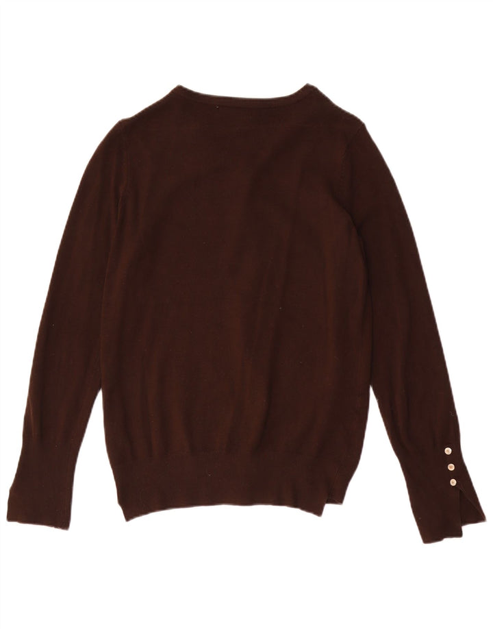 Zara Dame Cardigan Sweater UK 12 Medium Brown Viscose