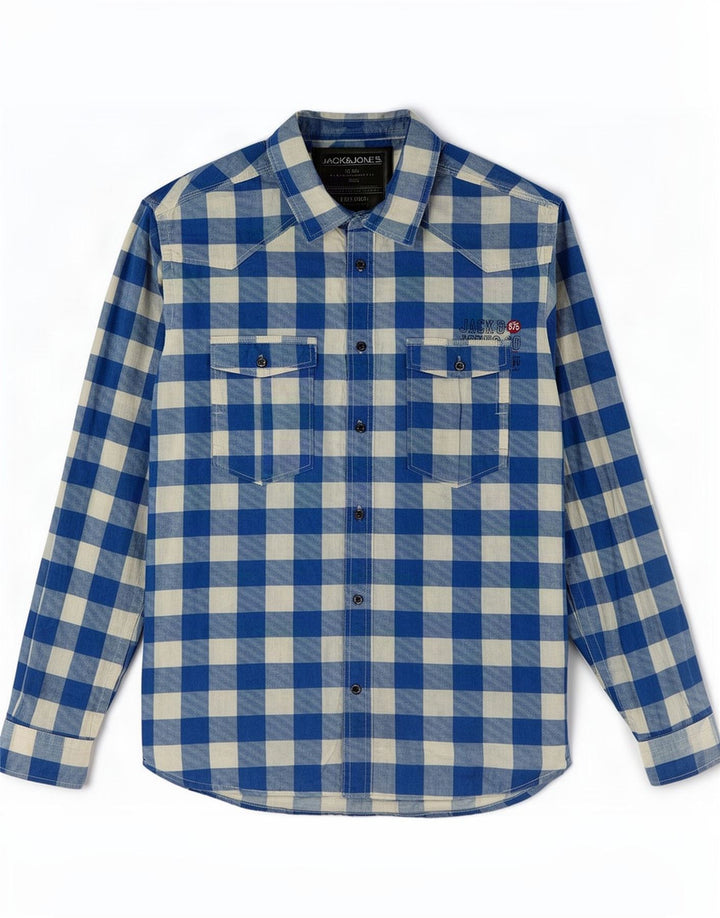 Jack & Jones Herre Flanelskjorte Stor Blå Gingham Bomuld