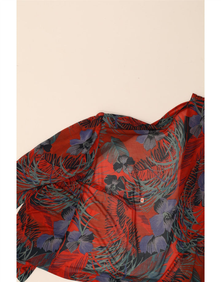 VINTAGE Womens Cardigan Top UK 12 Medium Red Floral Vintage Vintage and Second-Hand Vintage from Messina Hembry 