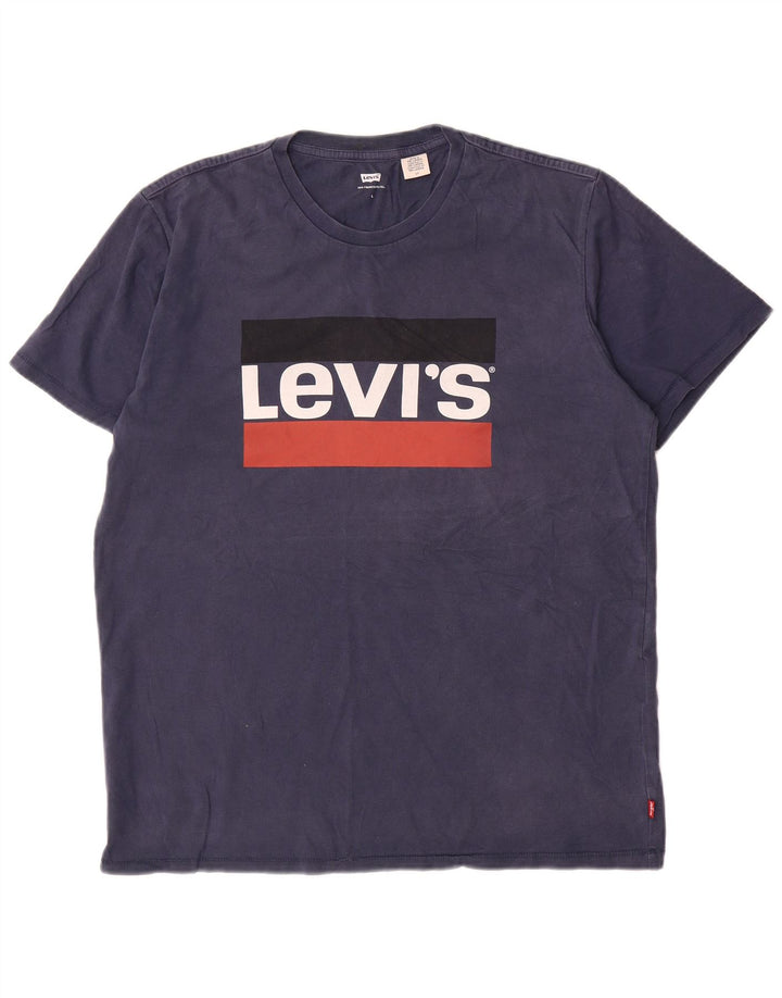 Levi's Herre grafisk T-shirt Top Stor marineblå bomuld