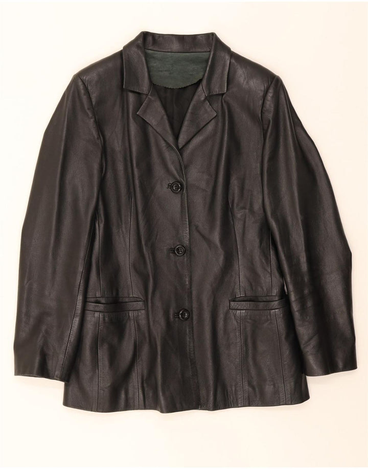 VINTAGE Womens Leather Jacket IT 44 Medium Black Leather Vintage Vintage and Second-Hand Vintage from Messina Hembry 