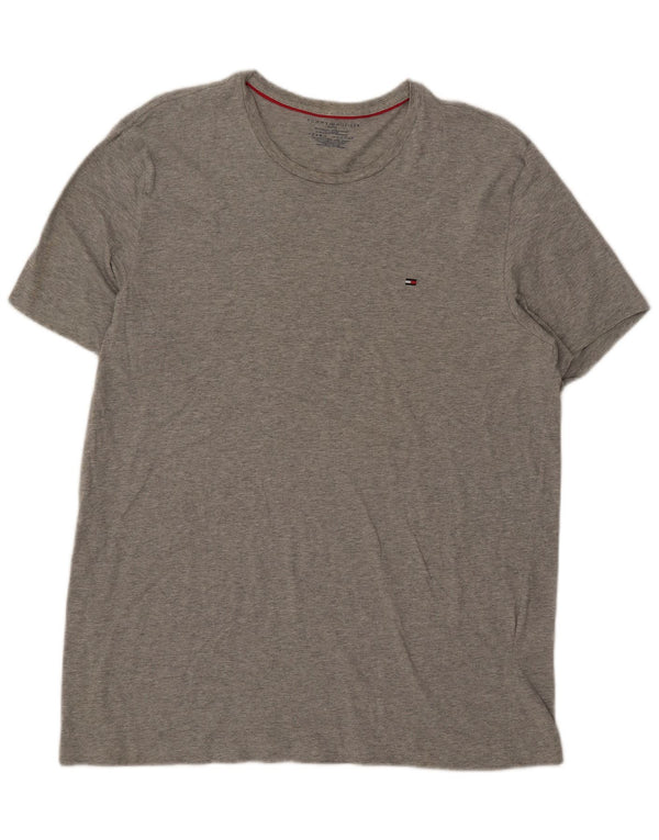 Tommy Hilfiger Herre T-Shirt Top XL Grå Flecked Bomuld