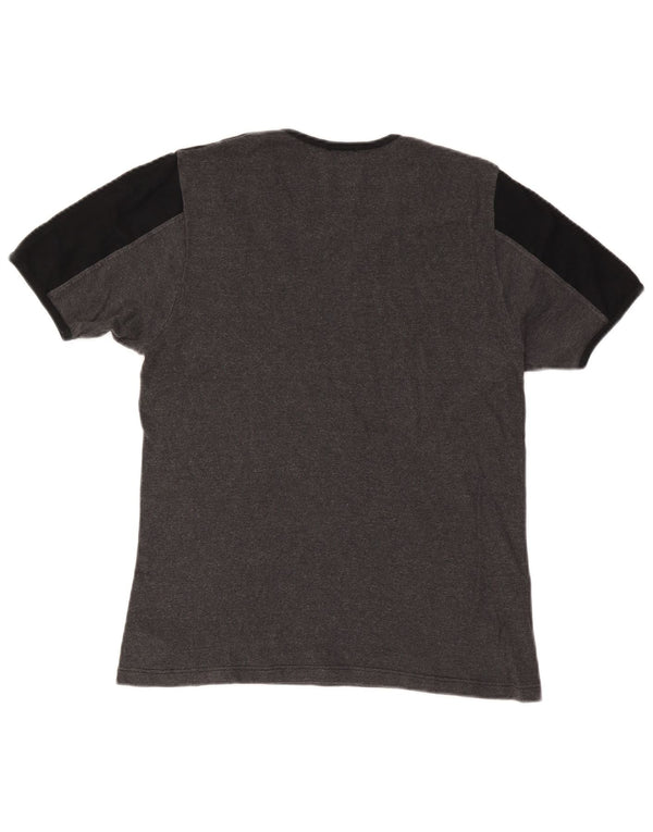 Roccobarocco Mens T-Shirt Top Large Grey Colourblock Cotton