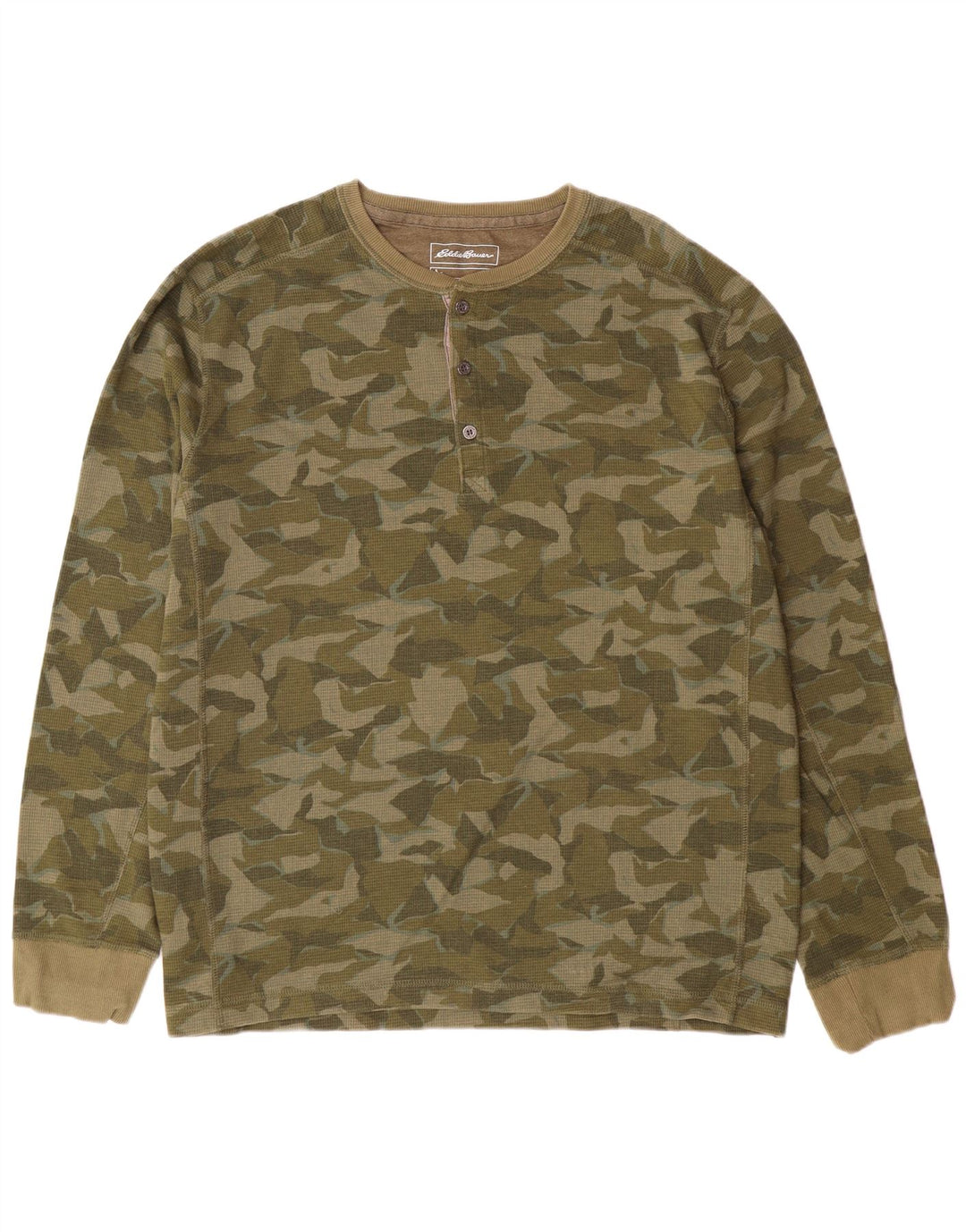 Eddie Bauer Herre Top Langærmet XL Grøn Camouflage Bomuld