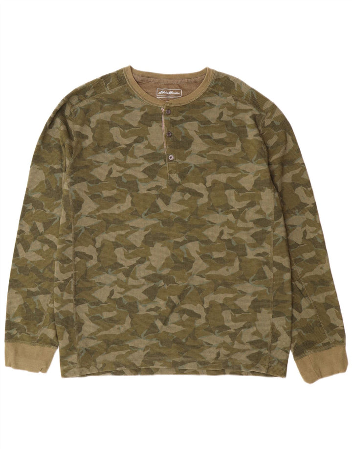 Eddie Bauer Herre Top Langærmet XL Grøn Camouflage Bomuld