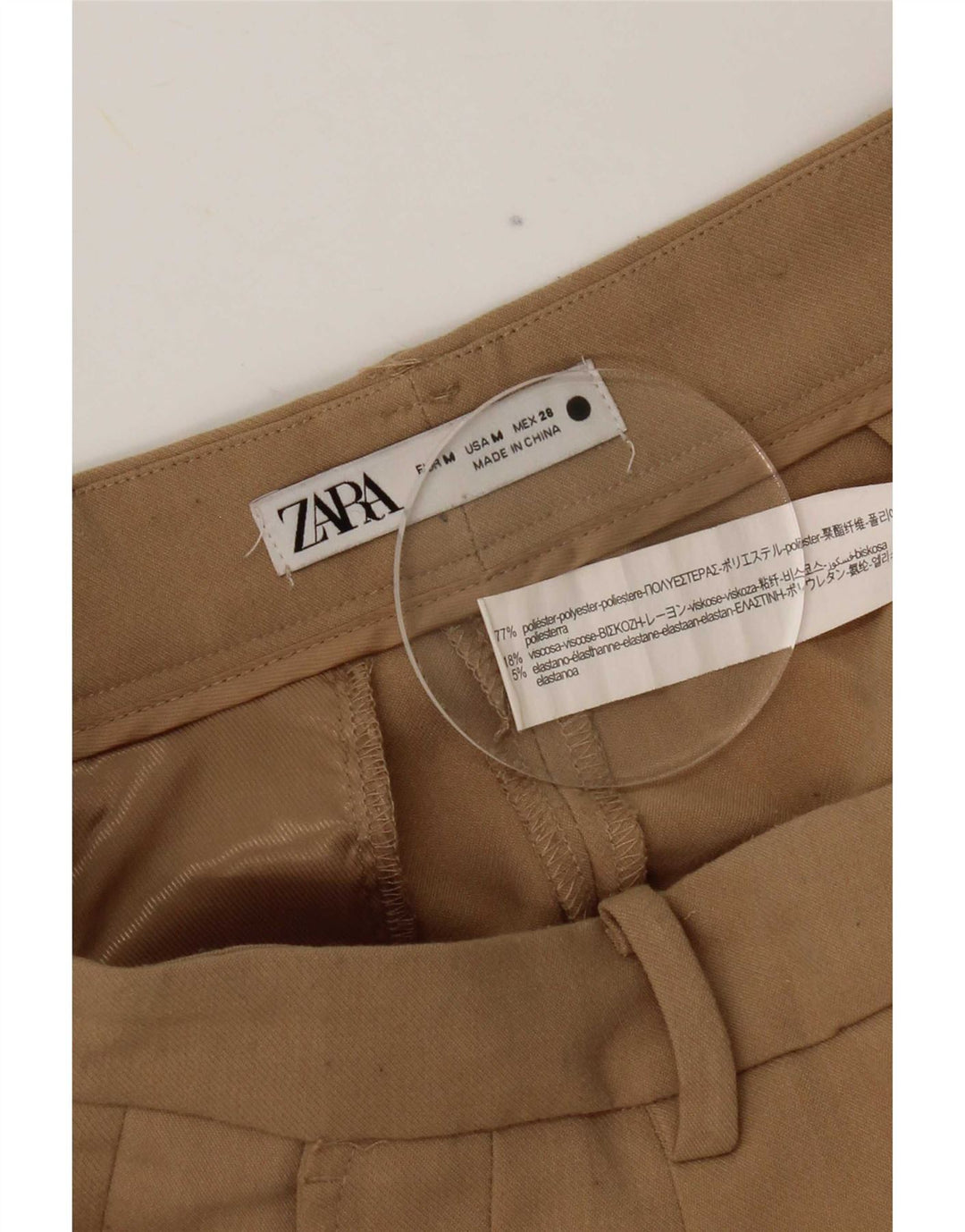Zara Dame Pegged Suit Bukser Medium W28 L31 Beige Polyester