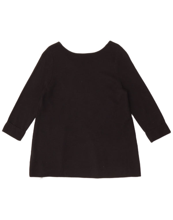 Marks & Spencer Dame Top 3/4 ærmer UK 16 Large Black Viscose