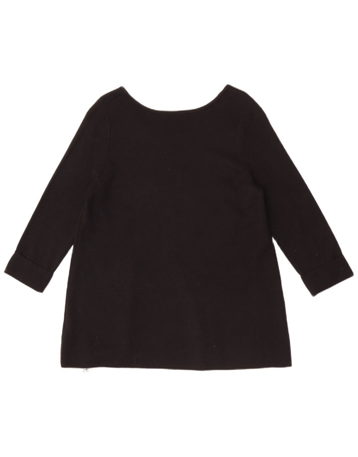 Marks & Spencer Dame Top 3/4 ærmer UK 16 Large Black Viscose