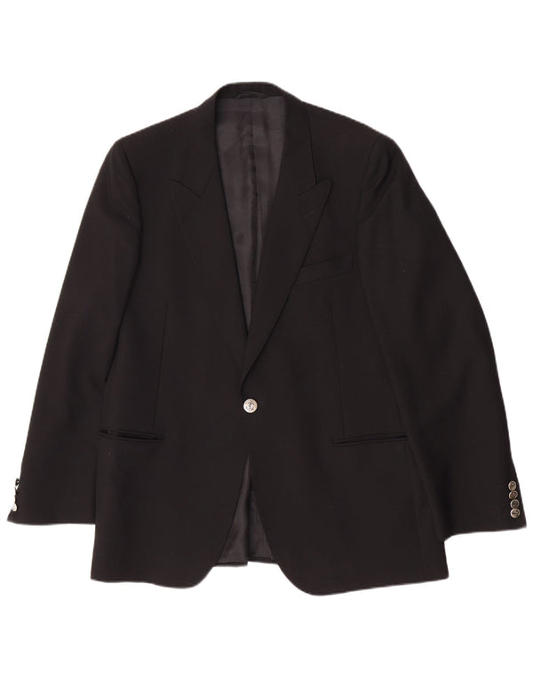 San Remo Herre 1 Knap Blazer Jakke IT 54 2XL Sort Virgin Wool Classic