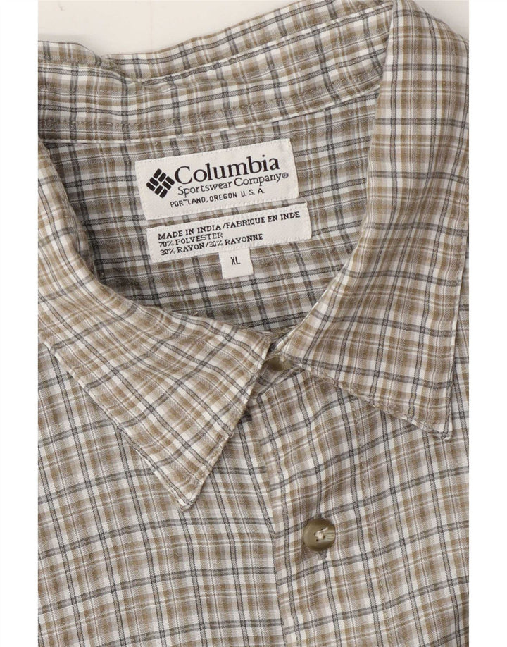 Columbia Kortærmet Herreskjorte XL Khaki Ternet Polyester