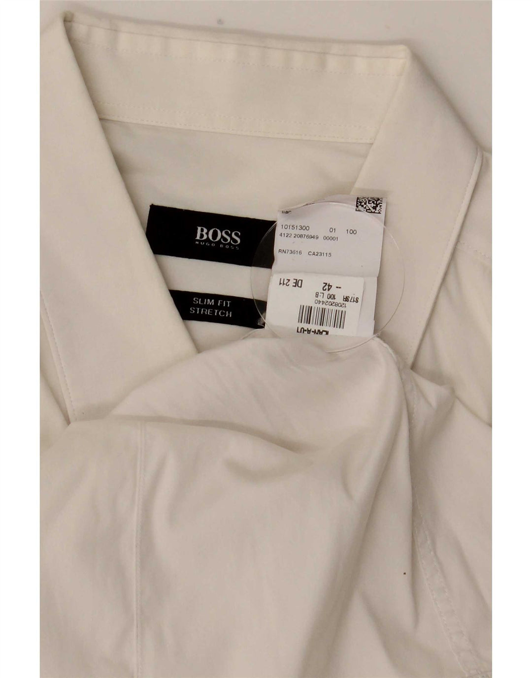 Hugo Boss Herre Slim Fit skjorte str. 42 Stor hvid bomuld