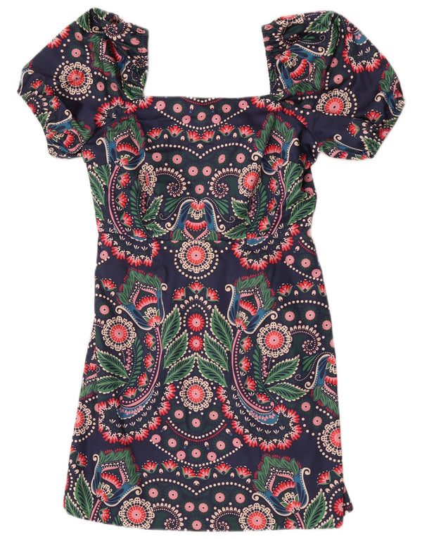 Boden Dame Skede Kjole UK 10 Small Navy Blue Paisley Cotton