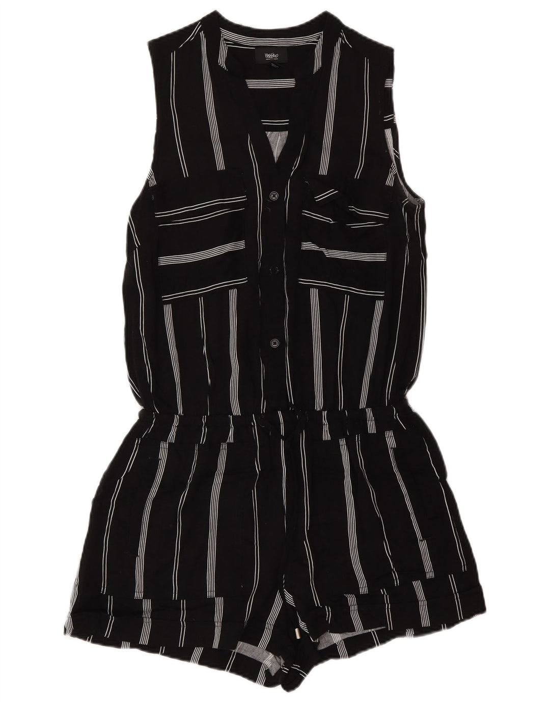 Mossimo Dame Ærmeløs Playsuit UK 6 XS Sort Stribet Rayon