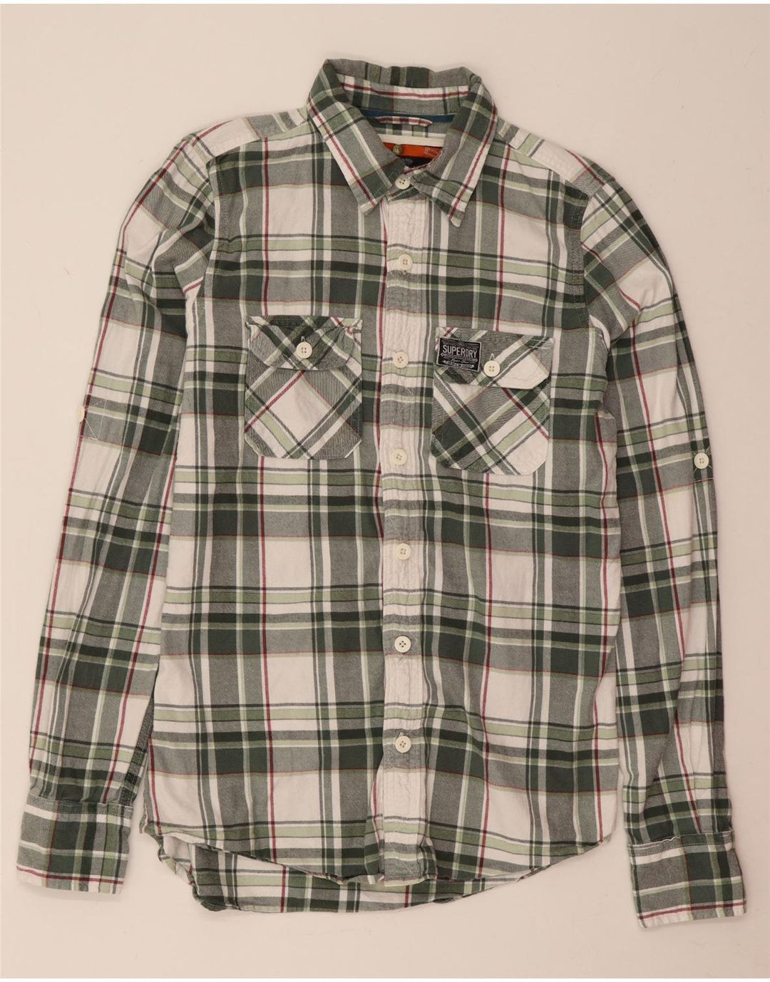 Superdry Flannelskjorte til mænd, medium grøn plaid bomuld