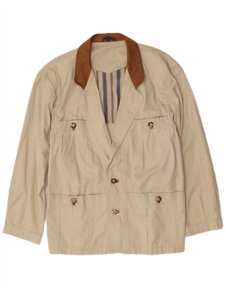 Vintage Herre Utility Jacket UK 40 Stor Beige Bomuld