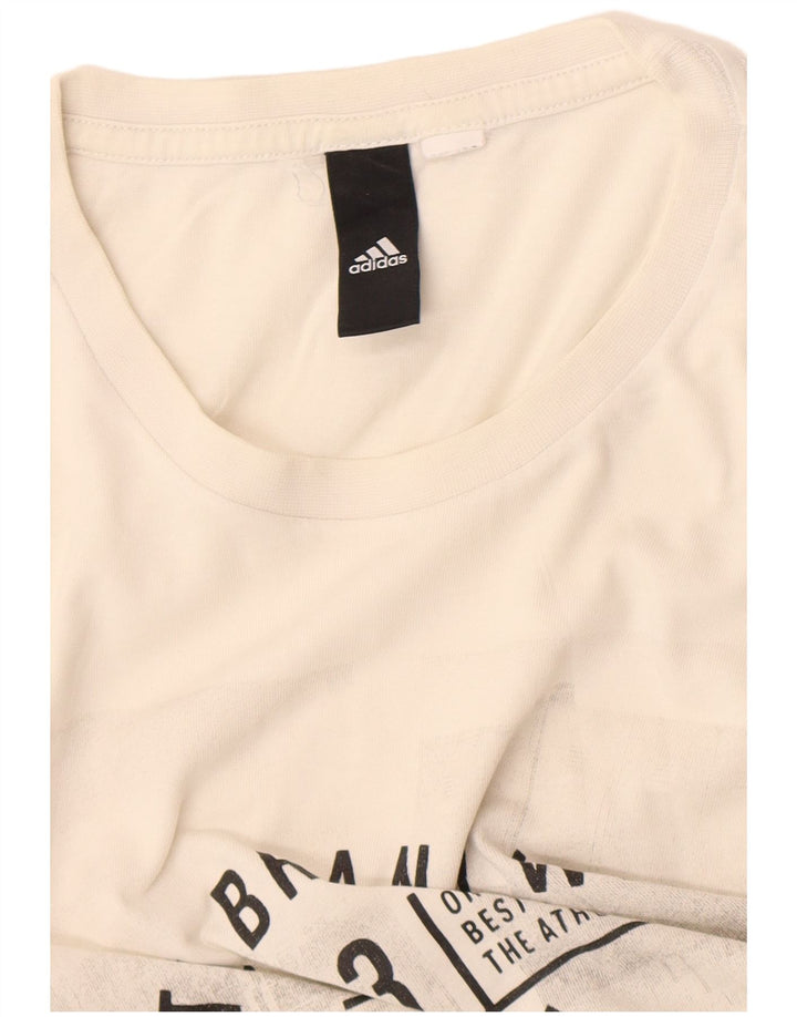 Adidas Herre Tre Stripes Grafisk T-Shirt Top Medium White