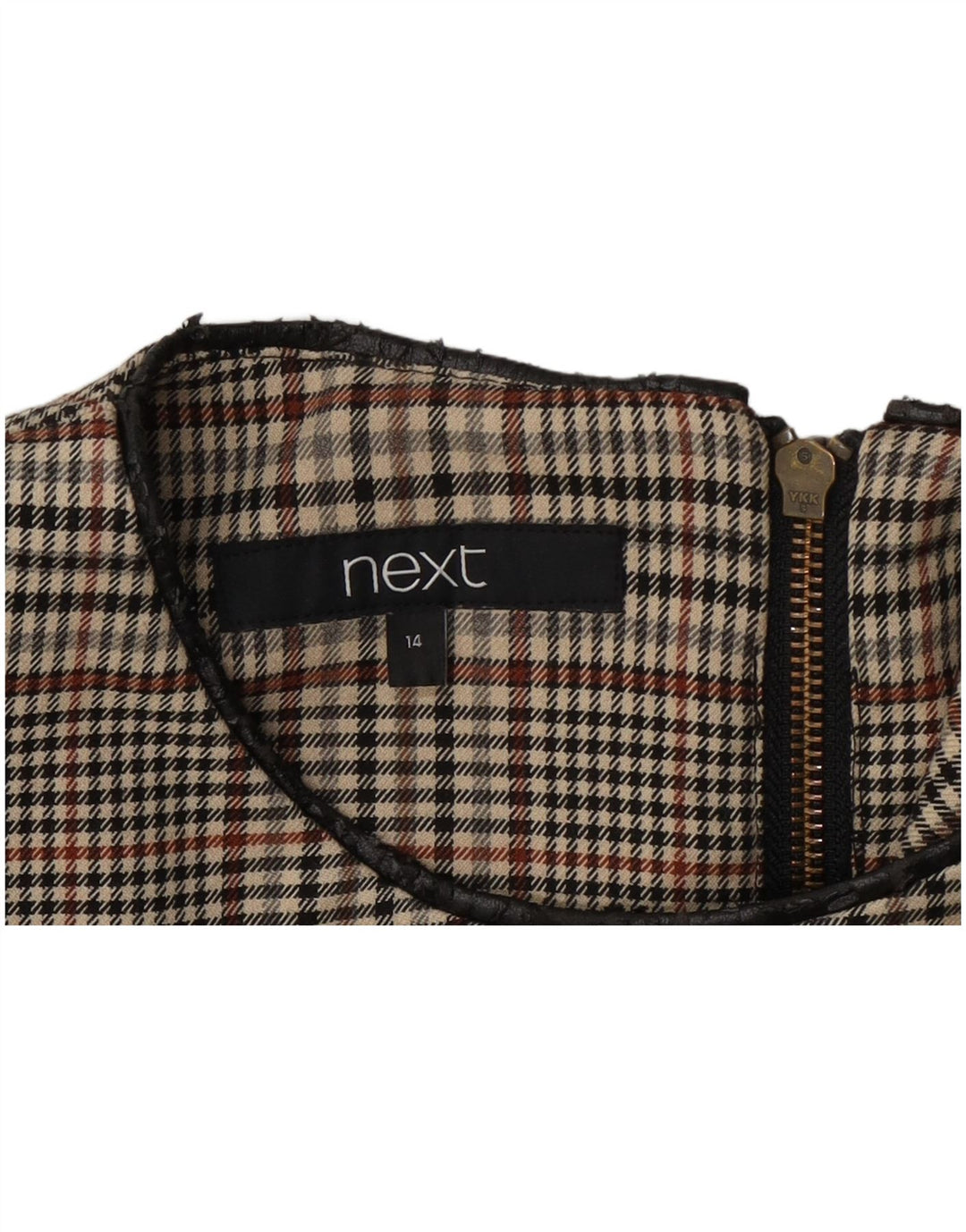 Næste Kvinders Ærmeløs A-Line Kjole UK 14 Medium Grey Houndstooth
