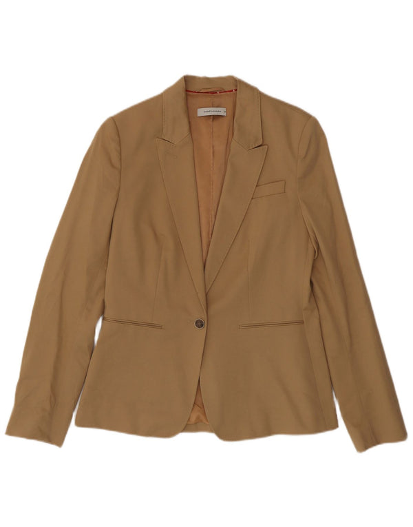 Rene Lezard Dame 1 Knap Blazer Jakke EU 38 Medium Beige Bomuld