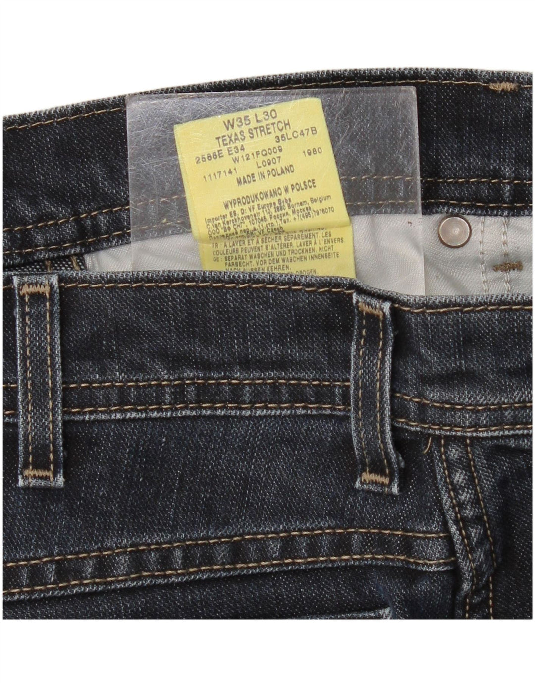 Wrangler Herre Texas Stretch Straight Jeans W35 L30 Marineblå Bomuld