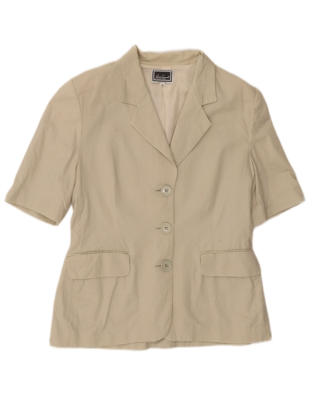 Luisa Spagnoli Dame Kortærmet 3-knaps Blazer Jakke IT 46 Stor Beige